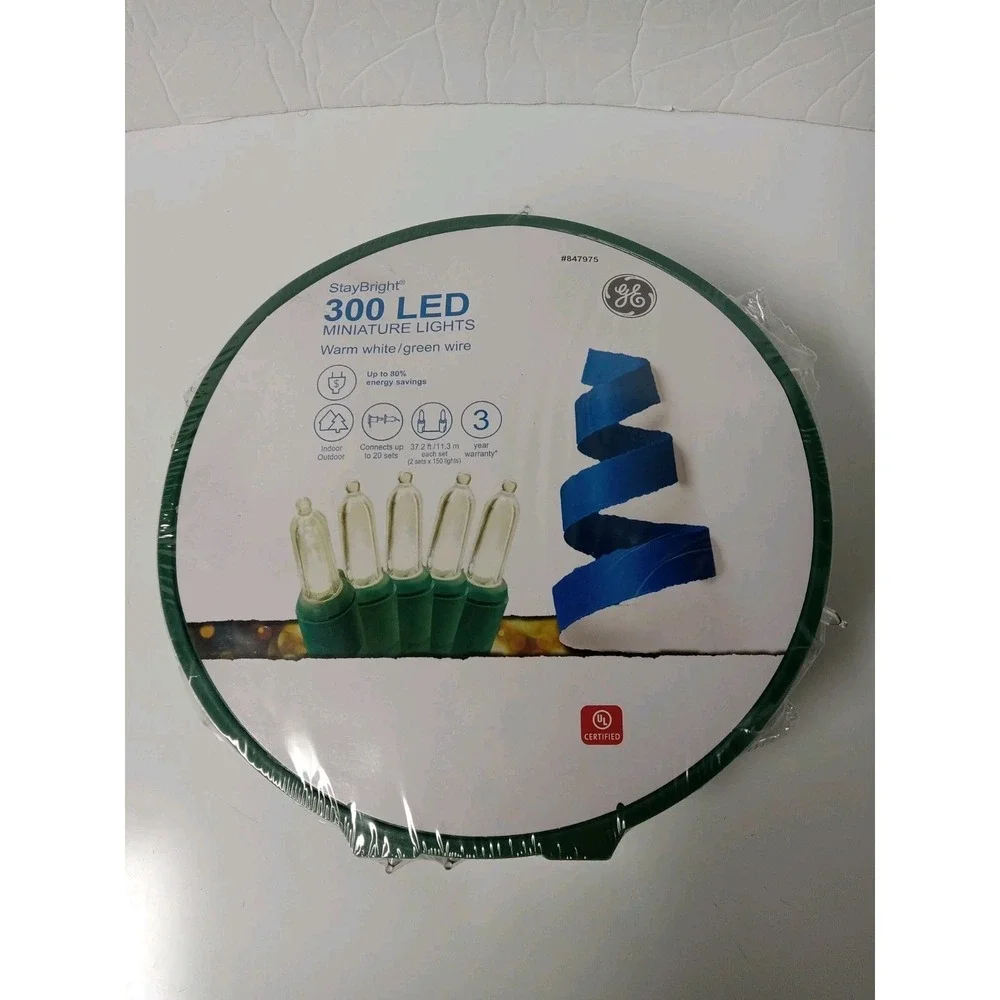 GE StayBright 300count Warm White LED Miniature Christmas String Lights 847975